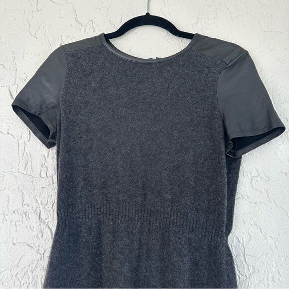 C BY BLOOMINGDALES Cashmere Dress Size Small Leather Sleeves - Picture 2 of 8